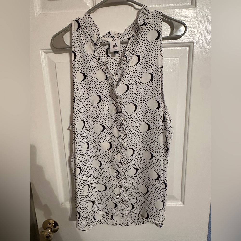 CAbi Monochrome Ruffle Blouse